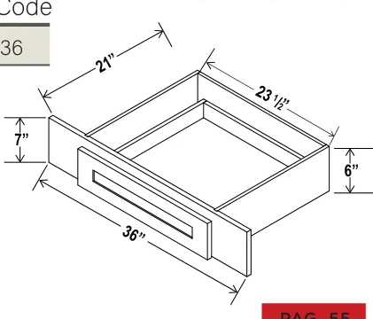 Navy Blue Knee Drawer — dimension diagram with sizes