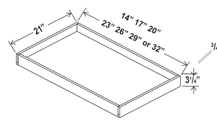 Navy Blue Roll Out Tray — dimension diagram with sizes