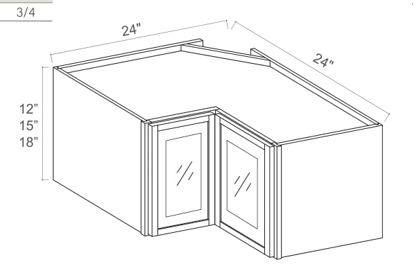Slim Amber Oak Easy Reach Wall Glass Door Cabinet — dimension diagram with sizes
