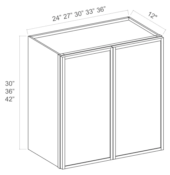 Slim Amber Oak Wall Cabinet Double Door — dimension diagram with sizes