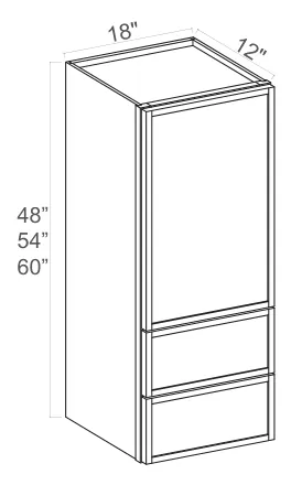 Slim Amber Oak Wall Cabinet With Drawers — dimension diagram with sizes