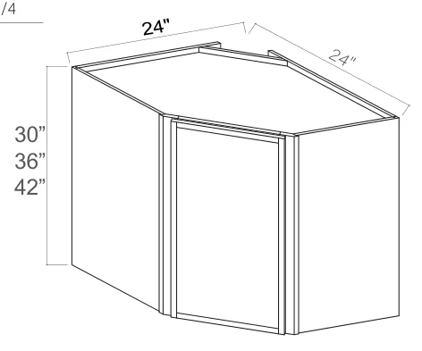 Slim Amber Oak Wall Diagonal Corner Cabinet — dimension diagram with sizes