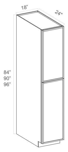 Slim Amber Oak Tall Pantry 2 Doors — dimension diagram with sizes