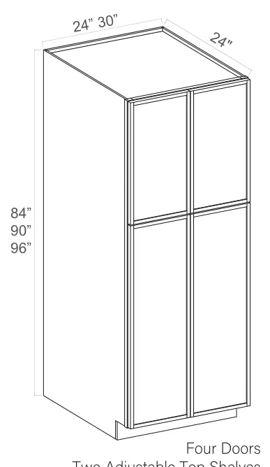 Slim Amber Oak Tall Pantry 4 Doors — dimension diagram with sizes