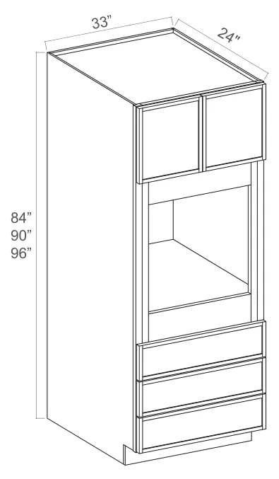 Slim Amber Oak Oven Cabinet — dimension diagram with sizes