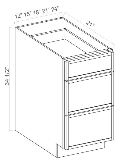 Slim Amber Oak Vanity Drawer Cabinet — dimension diagram with sizes