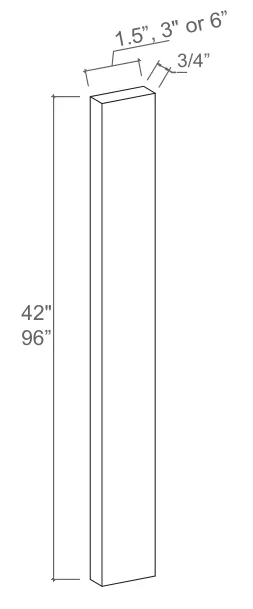 Slim Amber Oak Wall / Tall Fillers — dimension diagram with sizes