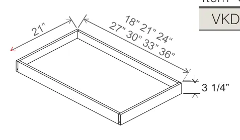 Slim Amber Oak Roll Out Tray — dimension diagram with sizes