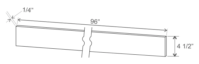 Slim Amber Oak Toe Kick — dimension diagram with sizes