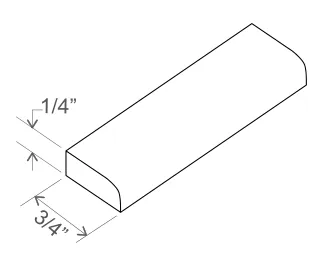 Slim Amber Oak Scribe Moulding — dimension diagram with sizes