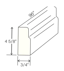 Slim Amber Oak Furniture Base Moulding — dimension diagram with sizes