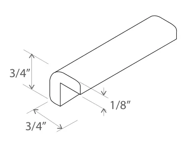 Slim Amber Oak Outside Corner Moulding — dimension diagram with sizes