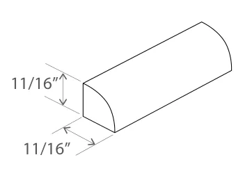 Slim Amber Oak Shoe Moulding — dimension diagram with sizes