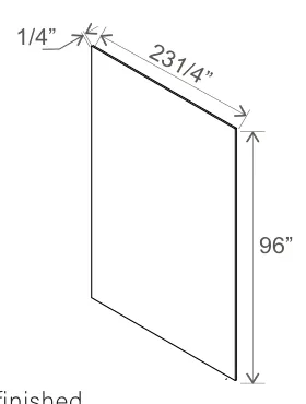 Slim Amber Oak Tall Skin Veneer Panel — dimension diagram with sizes