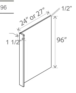 Slim Amber Oak Refrigerator End Panel — dimension diagram with sizes