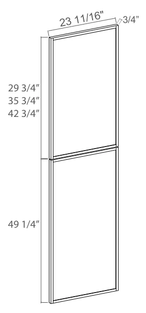 Slim Amber Oak Tall Derative Door Panel — dimension diagram with sizes