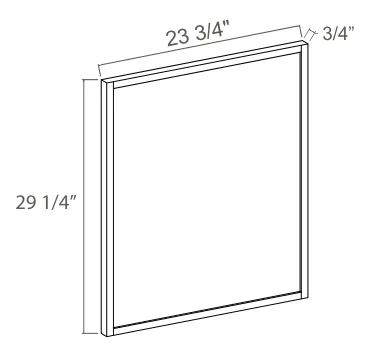 Slim Amber Oak Base Decorative Door Panel — dimension diagram with sizes