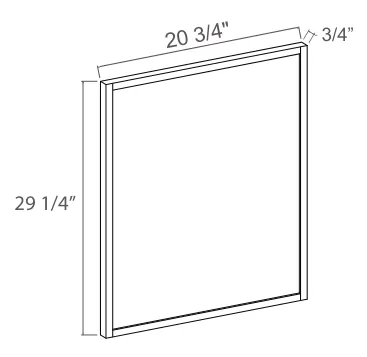 Slim Amber Oak Vanity Decorative Door Panel — dimension diagram with sizes