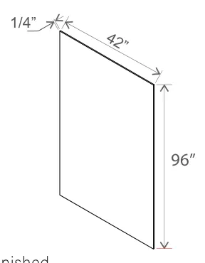 Slim Amber Oak Finish Plywood Panel — dimension diagram with sizes