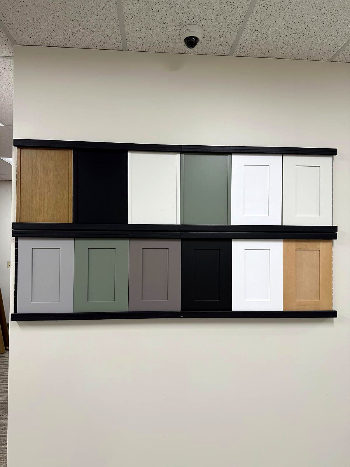 Kitchen cabinet color samples on display at the Cabinet Bazaar San Antonio showroom